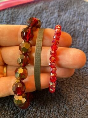 Trip Boho Bracelet Set - Red & Bronze